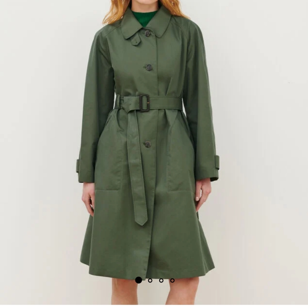 Comptoir des Cotonniers Catherine Loose Trench in Thyme Green, size 4